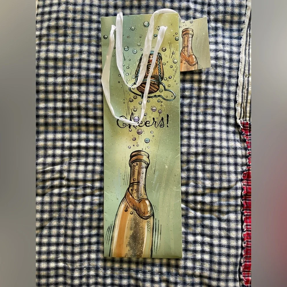FREE WITH PURCHASE Champagne Bottle Gift Bag with Cheers Design